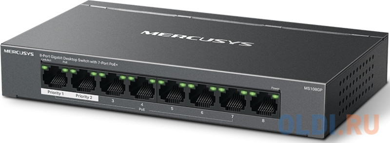 Коммутатор Mercusys MS108GP 8G 7PoE+ 65W неуправляемый