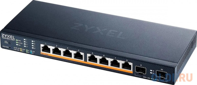 Мультигигабитный Smart L3 Lite коммутатор Zyxel NebulaFlex XMG1915-10EP, 8xRJ-45: 1/2.5G PoE++, 2xSFP+, бесшумный (без вентилятора), бюджет PoE 130 Вт