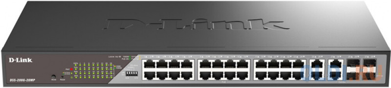 Сетевой коммутатор/ Smart L2 Surveillance Switch 24х1000Base-T PoE, 4xCombo 1000Base-T/SFP, PoE Budget 370W, Long-range PoE up to 250m