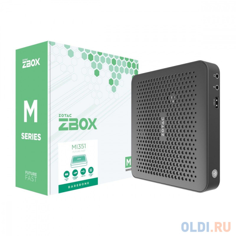 ZOTAC ZBOX-MI351-E, Barebone, Intel N100, WIFI, BT, EU PLUG 1x DDR5-4800 SODIMM, M.2 SSD SLOT, 1x GLAN, DP/HDMI