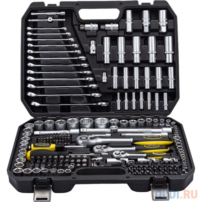 ЭВРИКА Набор инструмента 1*2"&1*4"&3*8"DR 6-гранный 216пр. ER-80216