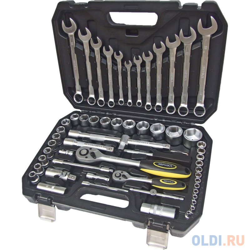 ЭВРИКА Набор инструмента 1*4"&1*2"DR 6-гранный 61 предмет ER-80061