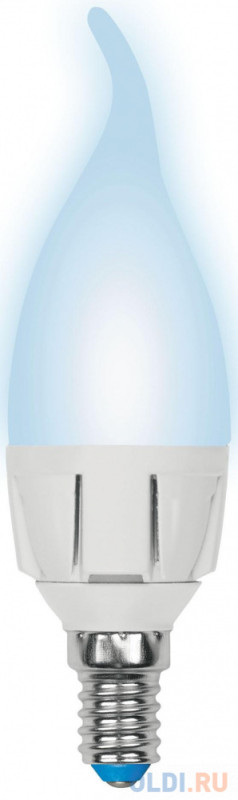 Лампа светодиодная свеча на ветру Uniel LED-CW37 7W/NW/E14/FR PLP01WH E14 7W 4000K
