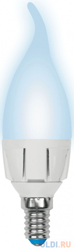 Лампа светодиодная свеча на ветру Uniel LED-CW37 7W/NW/E14/FR PLP01WH E14 7W 4000K