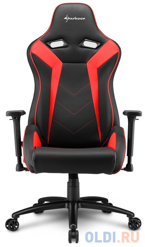 Игровое кресло Sharkoon Elbrus 3 чёрно-красное (синтетическая кожа, регулируемый угол наклона, механизм качания)