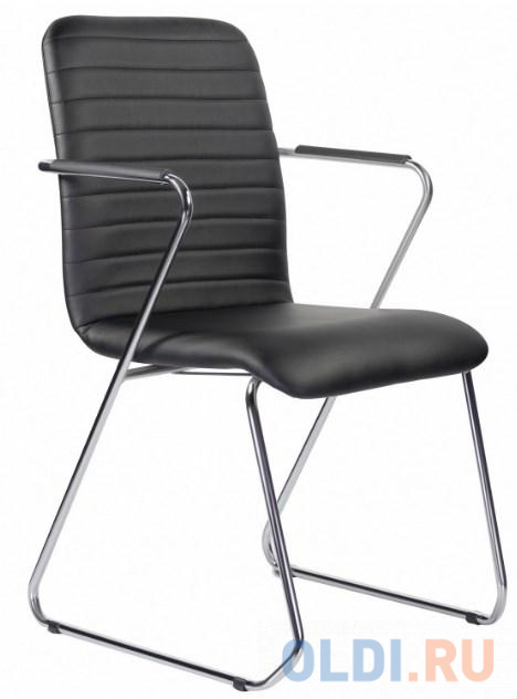 Кресло для приемных и переговорных BRABIX "Visit CF-101", хром, экокожа, черное, 532559