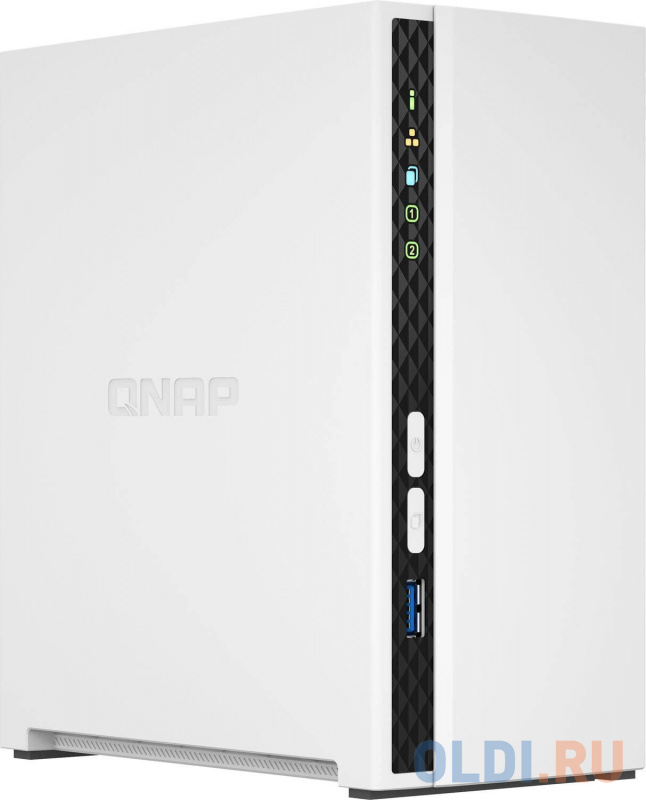 SMB QNAP TS-233 NAS 2 HDD trays. ARM 4-core Cortex-A55 2.0GHz, ram 2 GB (max), 1x1GbE, 2xUSB 2.0 port,1xUSB 3.2 Gen 1