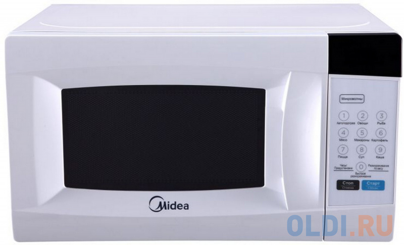 Микроволновая печь MIDEA EM720CKE мощность 700Вт, объем 20л, внутреннее покрытие- эмаль, блокировка от детей, цвет- белый