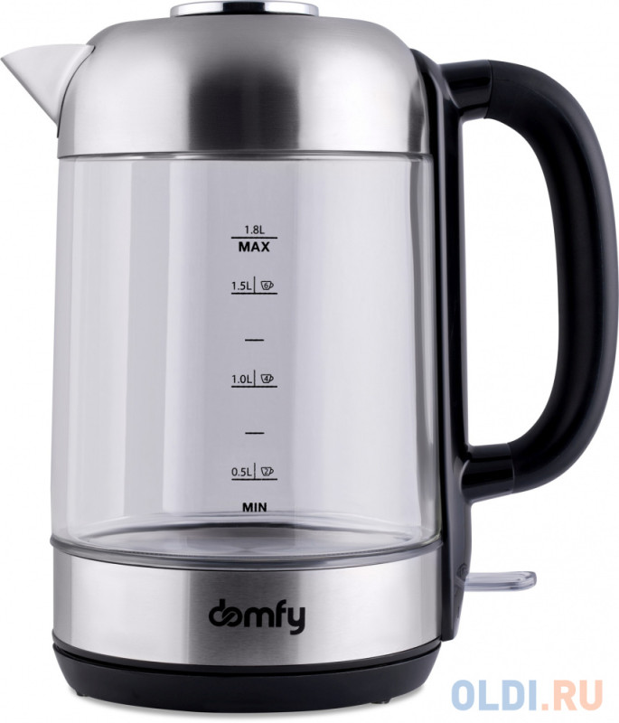 Чайник электрический Domfy DSM-EK401 2200 Вт чёрный прозрачный 1.8 л пластик/стекло