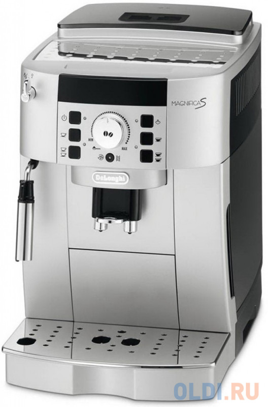 Кофемашина DeLonghi ECAM 22.110.SB мощность 1450Вт, объем 1,8л, давление 15 бар, встроенная кофемолка, диспенсер, капучинатор, серебристо/черный