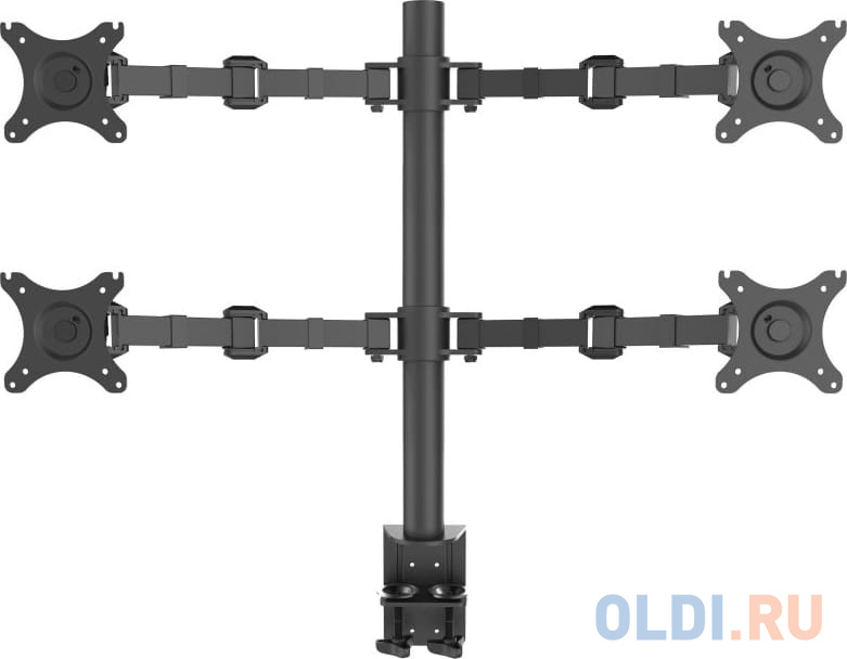 Кронштейн для 4-х мониторов ONKRON/ 10-32" макс. 100*100, струбцина, наклон -85?+90? поворот 360?, вылет от основания 0-385мм, вертикальное перем