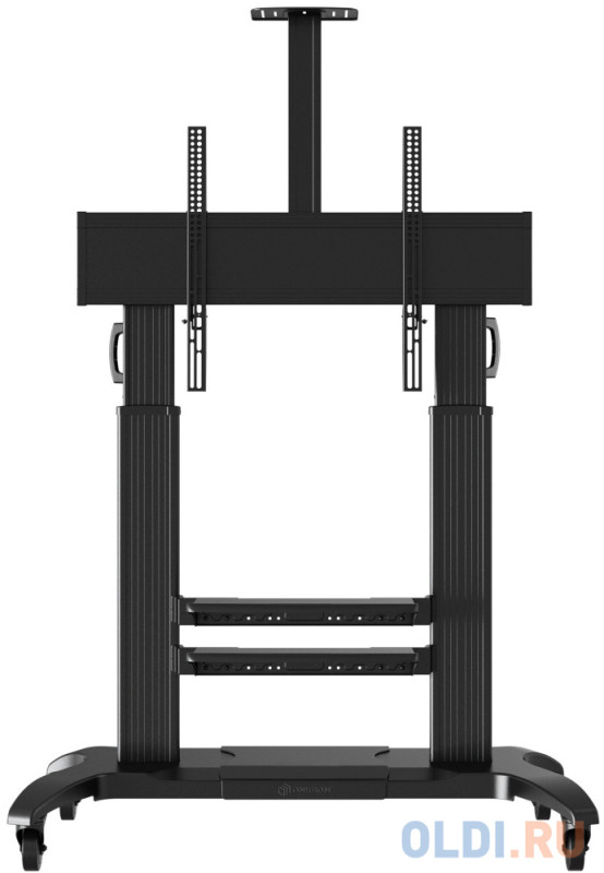 Мобильная стойка ONKRON на 1 ТВ/ 60-100" от 200х200 до 1000х600, макс нагр 136,4кг, высота 1400-1725мм, кабель-канал, 2 регулируемые полки, черна