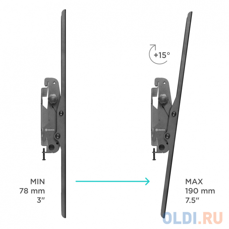 Кронштейн для телевизора Onkron UT4 черный 55"-100" макс.75кг настенный наклон