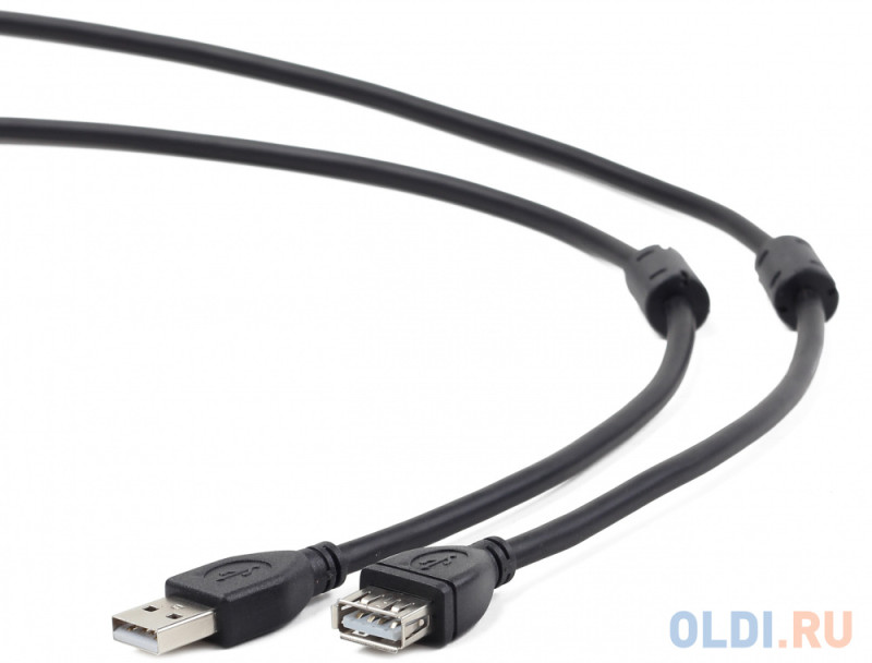 Cablexpert Кабель удлинитель USB2.0 Pro CCF2-USB2-AMAF-6, AM/AF, 1.8м, экран, 2феррит.кольца, черный, пакет