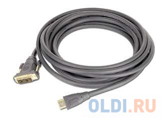 Кабель HDMI - DVI 19M/19M Single Link Gembird\\Cabelexpert 1.8м, черный, позол.разъемы, экран, пакет CC-HDMI-DVI-6