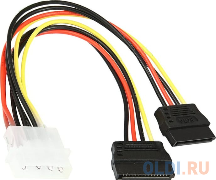 Кабель питания SATA Molex(4pin, БП) - 2xSATA (на 2 устройства) 15см,Gembird  CC-SATA-PSY, пакет