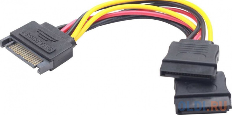 Кабель питания SATA Cablexpert CC-SATAM2F-01, 15pin (M)/2x15pin(F), на 2 SATA устр, 15см