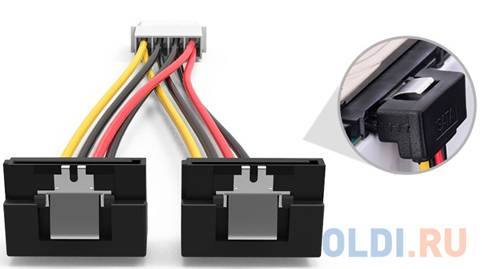 Кабель Molex 4pin- 2xSATA F Vention KDCBB угол 90