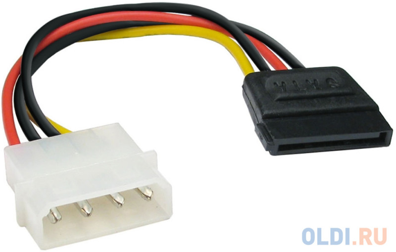 Кабель питания SATA ExeGate EX-CC-SATA-PS (Molex 4pin/SATA15pin, 0,15м)