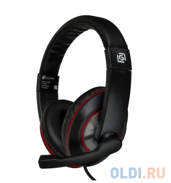 Наушники с микрофоном Oklick HS-L390G DRAGON черный/красный 1.8м мониторные оголовье (JD-728S)