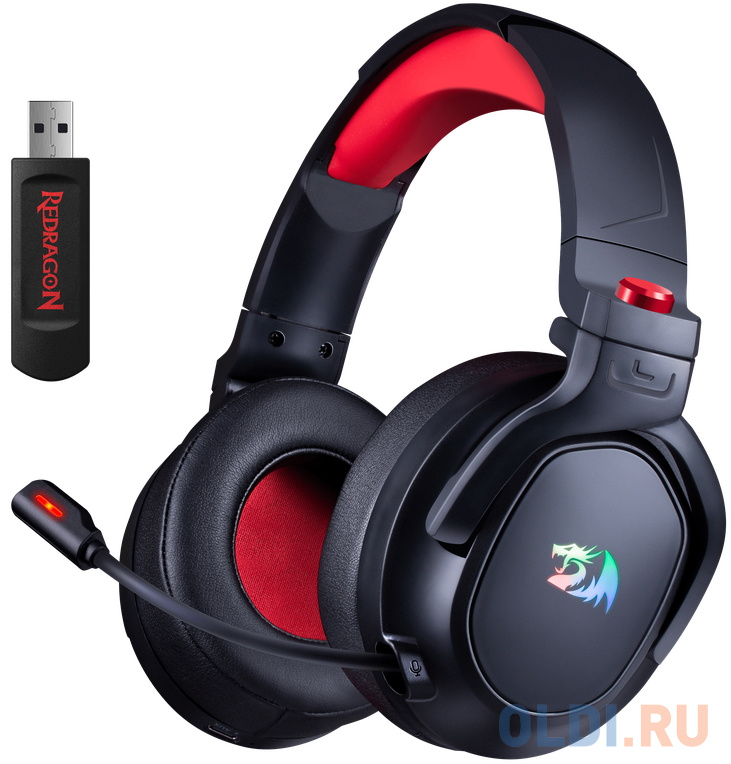 Игровая гарнитура беспроводная Defender REDRAGON NOMEN черный красный