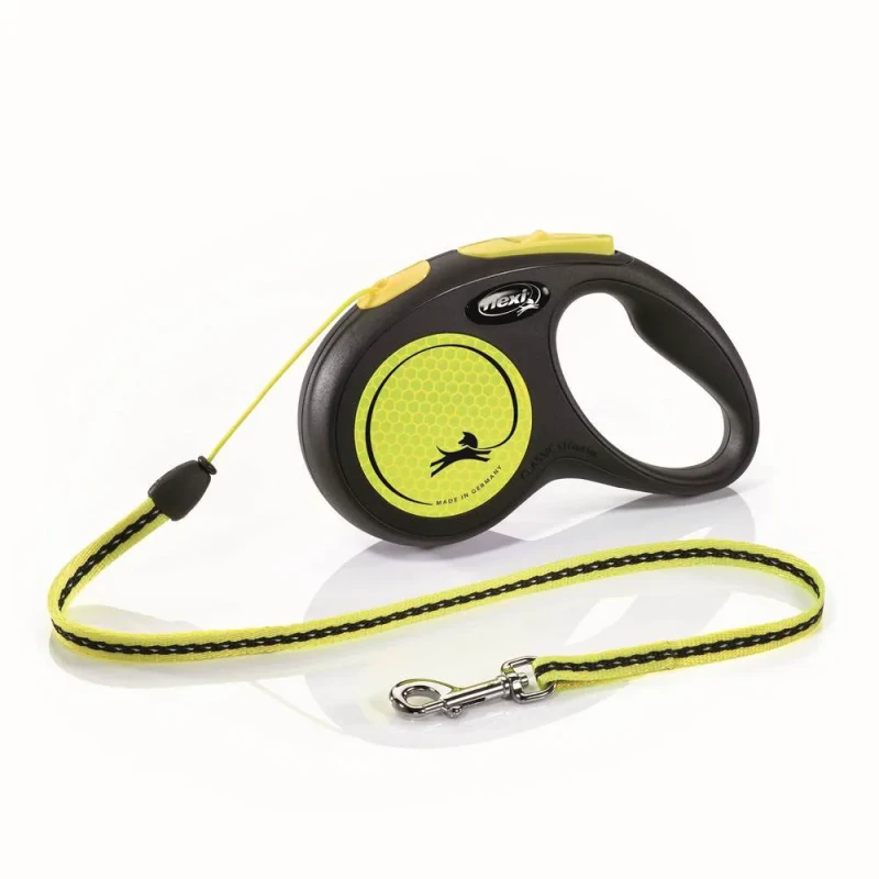 Flexi Рулетка для собак Neon Safety Plus, S, до 12 кг, трос 5 м, черно-желтый