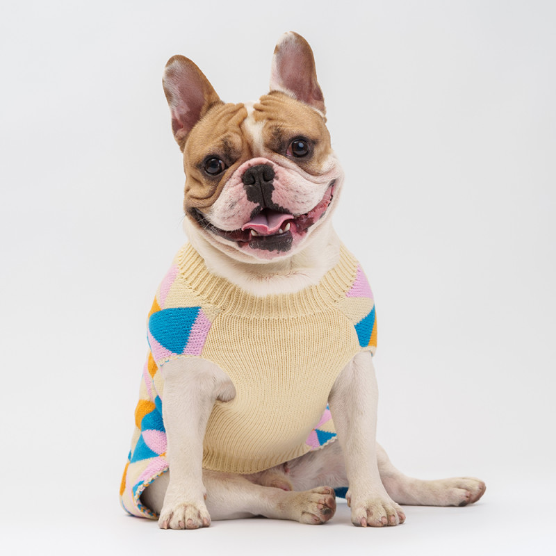 Petmax Свитер с ромбами для кошек и собак, 2XL, бело-синий