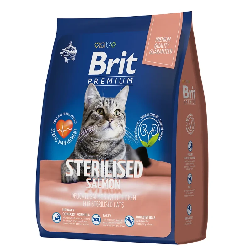 Brit Premium Cat Sterilized Salmon&Chicken сухой корм для стерилизованных кошек с лососем и курицей, 400г