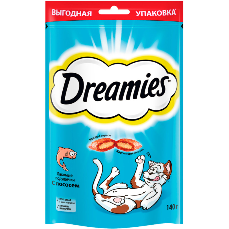 Dreamies Лакомство Подушечки с лососем (140 гр.) для кошек