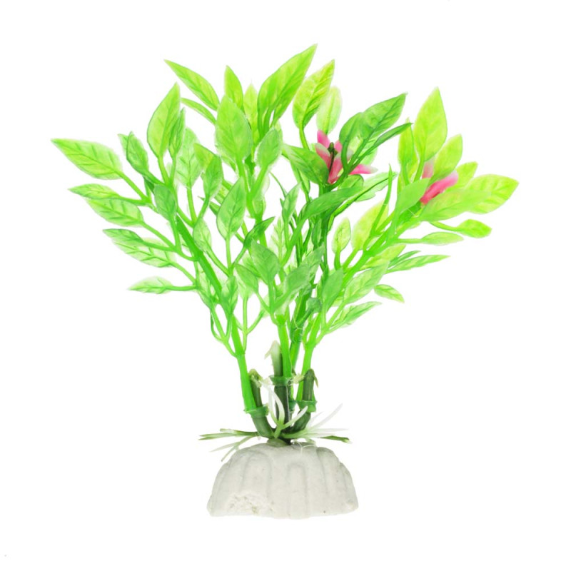 AquaFantasy Растение зеленое с цветочками 8см