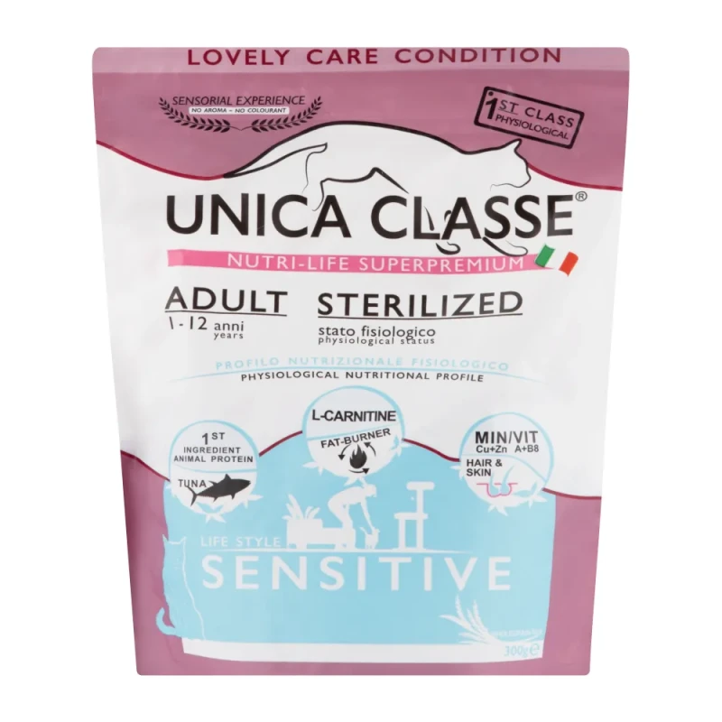 UNICA Adult Sterilized Sensitive сухой корм для стерилизованных кошек с тунцом, 300 гр