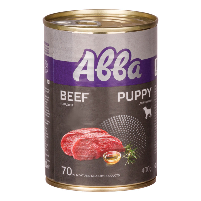 Aвва Puppy Влажный корм (консервы) для щенков всех пород, с говядиной, 400 гр.