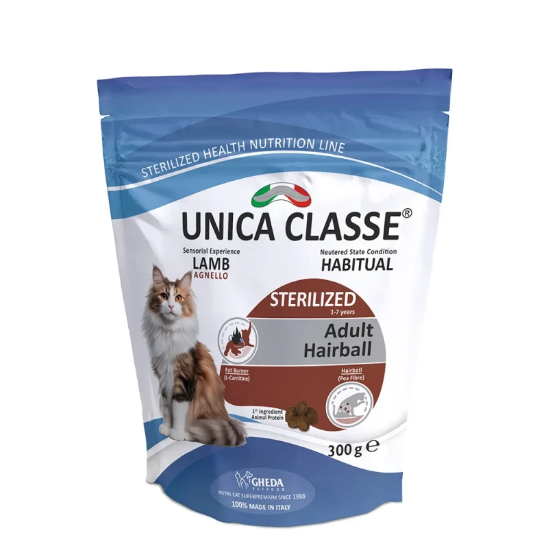 UNICA Adult Sterilized Luxury Hairball сухой корм для стерилизованных кошек с ягненком, 300 гр