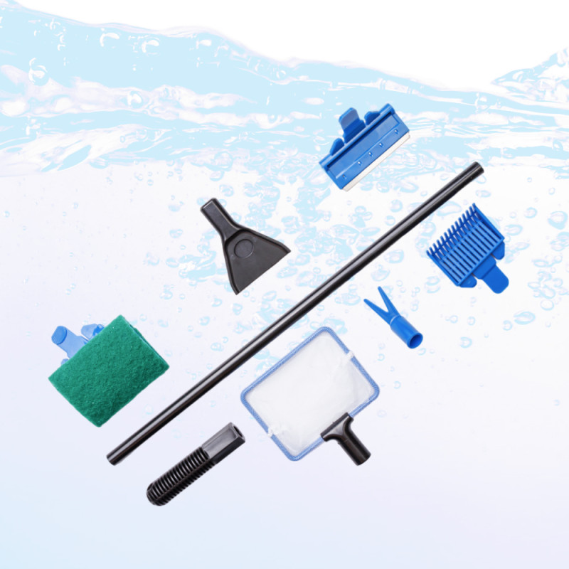 WATERA Набор инструментов (5 в 1) для аквариума: скребок, губка, сачок и 2 насадки