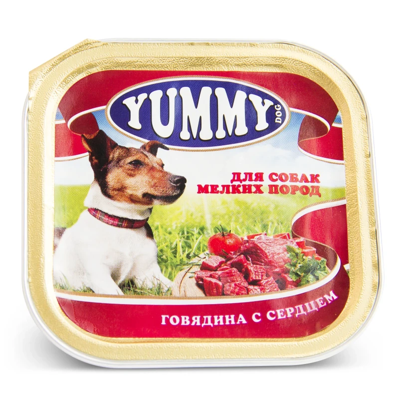 Yummy консервы для собак мелких пород, с говядиной и сердцем, 100 г