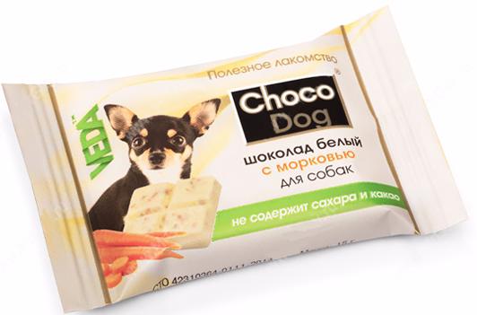 Choco Dog лакомство для собак Белый шоколад с морковью, 15г