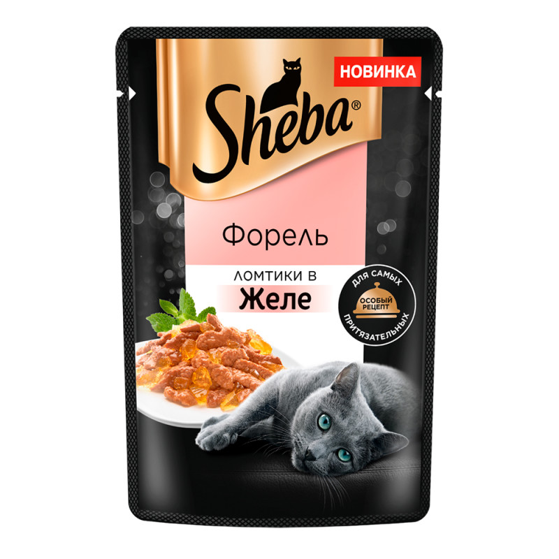 Sheba Влажный корм (пауч) для кошек, с ломтиками форели в желе, 75 гр.