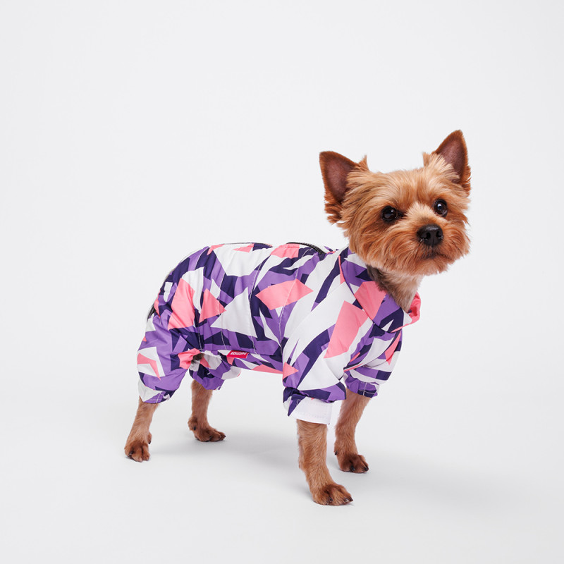 Petmax Комбинезон с замком для собак, S, фиолетово-розовый (девочка)