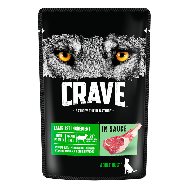 Crave Корм влажный для взрослых собак всех пород, с ягненком в соусе, 85 гр.