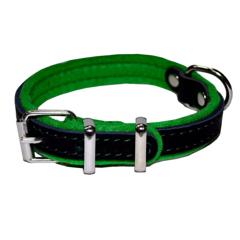 Аркон Ошейник для собак всех размеров Фетр, 20-28x1,6 см, черно-зеленый