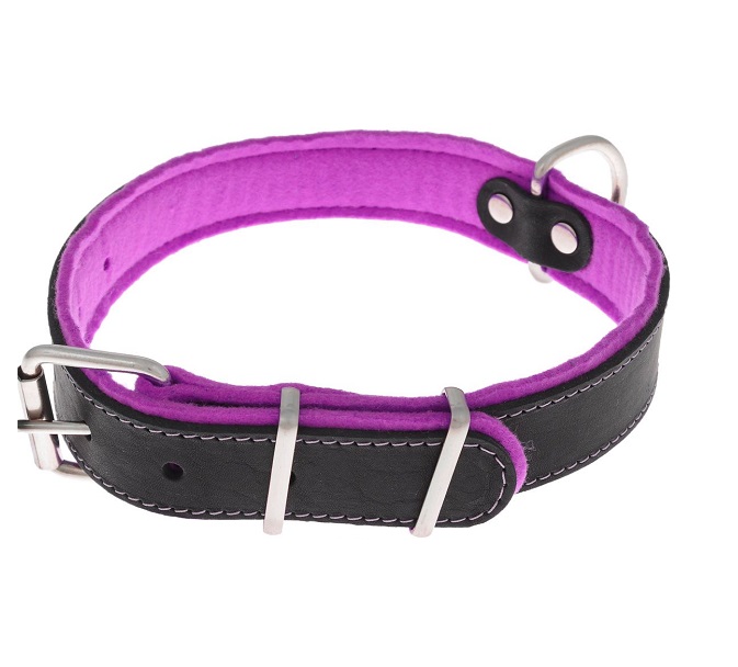Аркон Ошейник для собак Фетр, обхват шеи 42-56 см, ширина 3,5 см, черно-фиолетовый