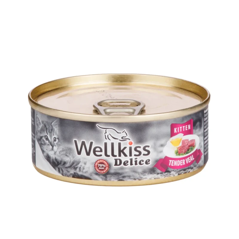Wellkiss Delice Влажный корм (консервы) для котят, нежная телятина, 100 гр.