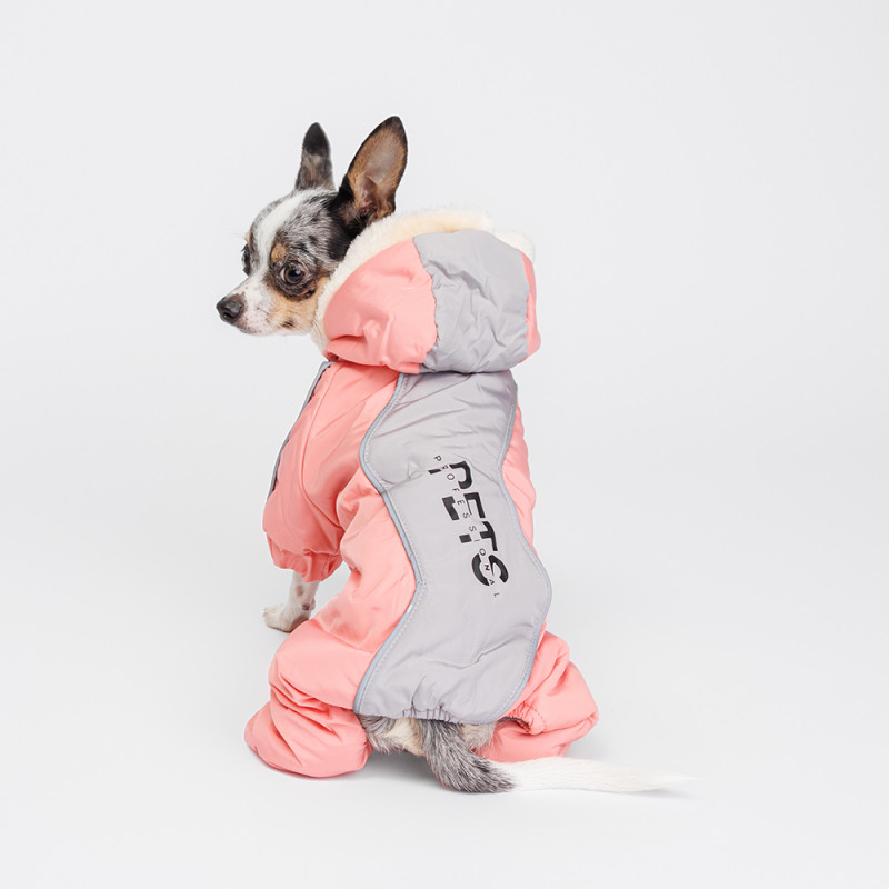 Petmax Комбинезон с капюшоном для собак, S, розово-серый (девочка)