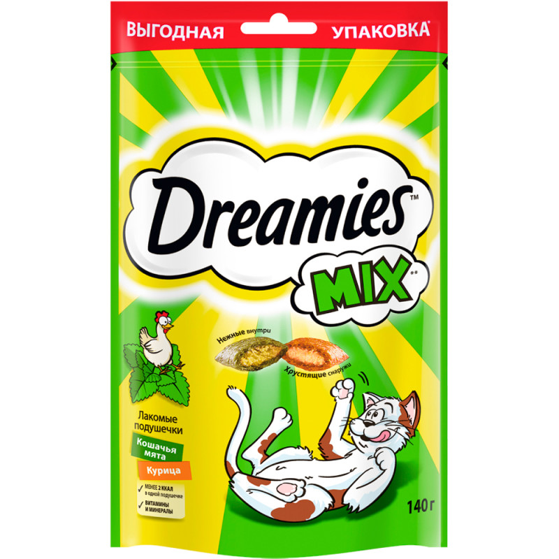 Dreamies Лакомство Подушечки с курицей и мятой (140 гр.) для кошек