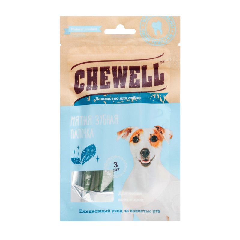 Chewell Лакомство для собак всех пород Дентал, со вкусом мяты, 3 шт.