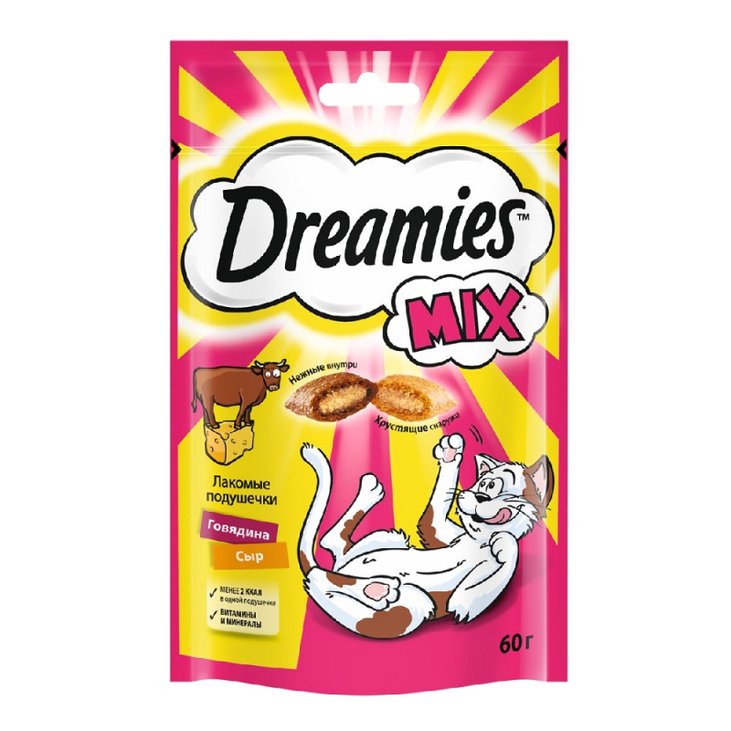 Dreamies Лакомство для кошек с говядиной и сыром, 60г