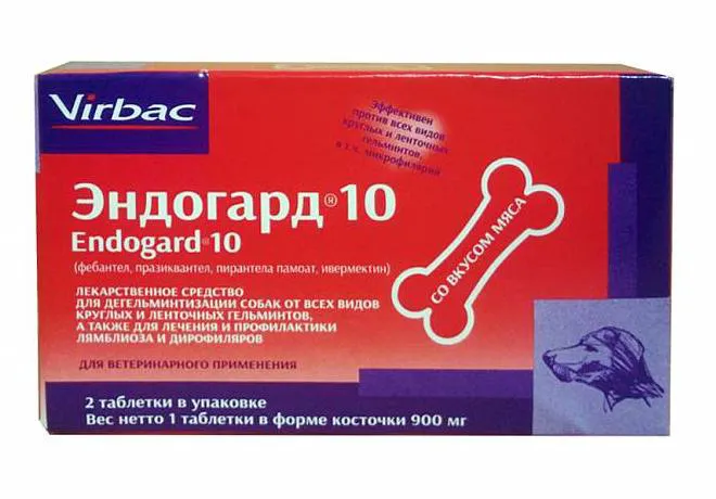 Virbac Эндогард 10 Противопаразитный препарат для взрослых собак, 2 таблетки