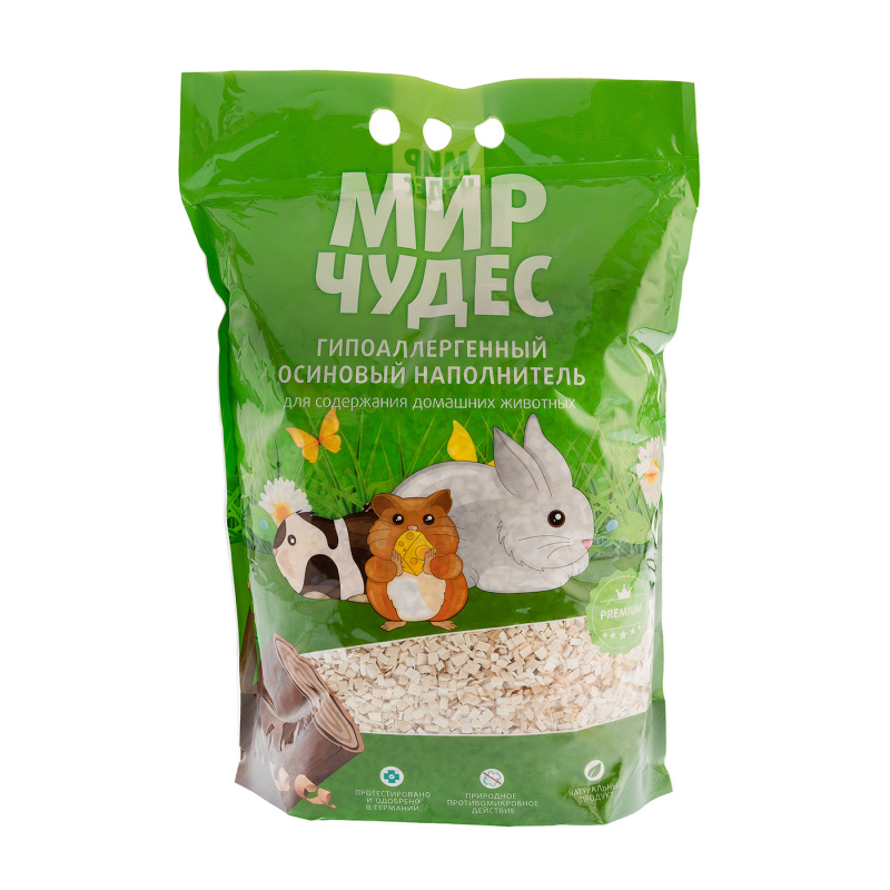 Мир Чудес Наполнитель гипоаллергенный осиновый для грызунов, 1,8 кг