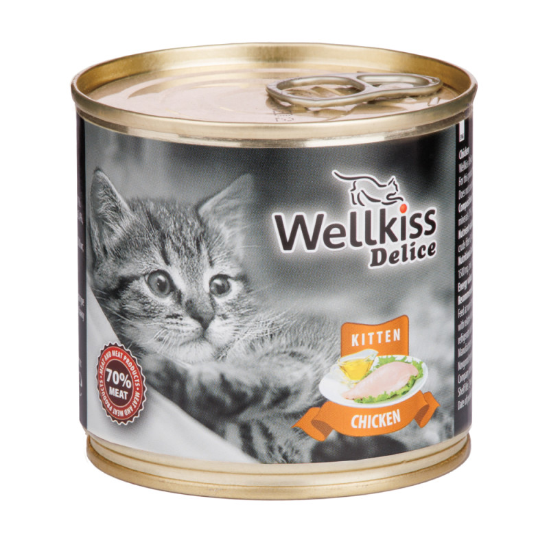 Wellkiss Delice Влажный корм (консервы) для котят, с цыпленком, 240 гр.