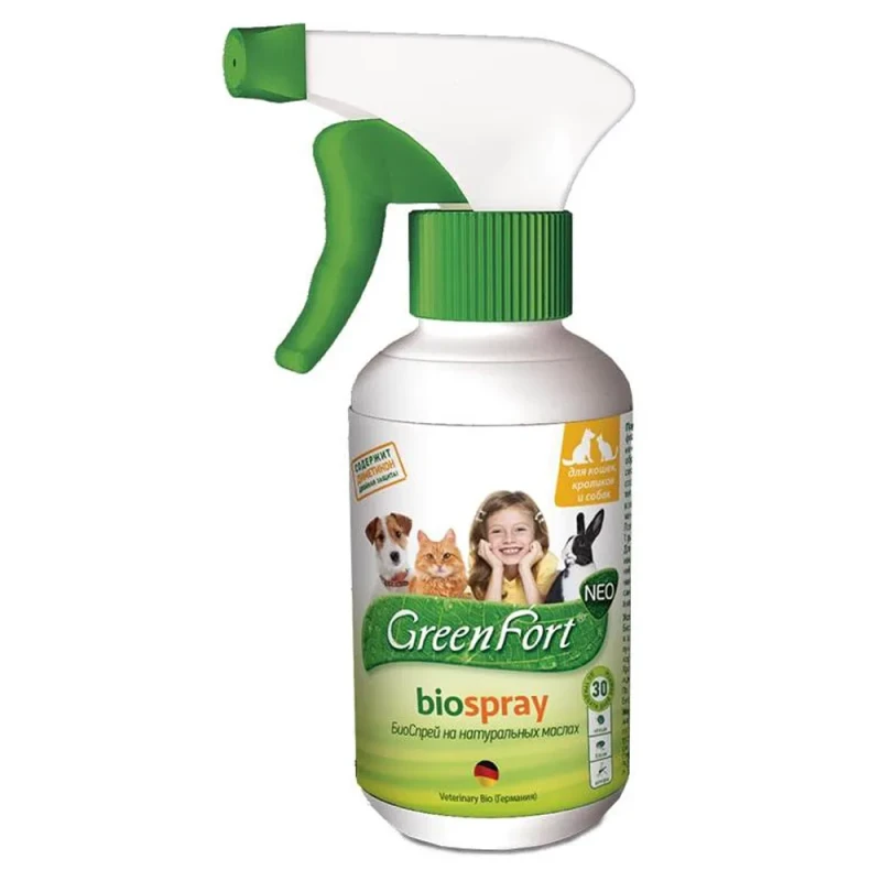GreenFort Био-спрей от эктопаразитов для кошек, собак и кроликов, 200 мл